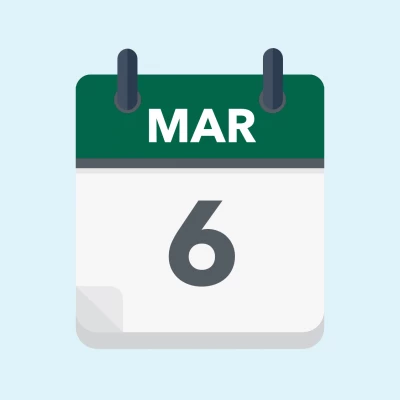 Calendar icon showing 6th March