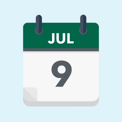Calendar icon showing 9th July