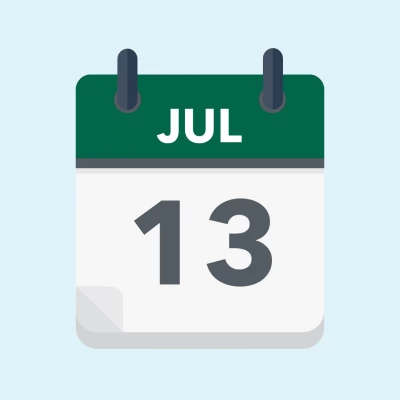 Calendar icon showing 13th July