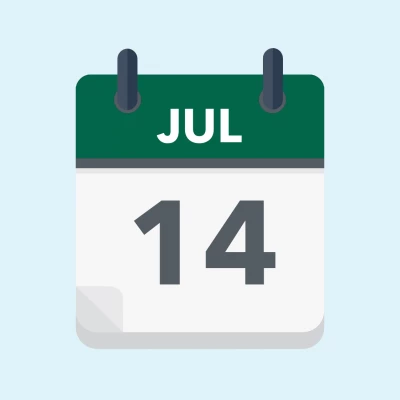 Calendar icon showing 14th July
