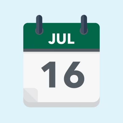 Calendar icon showing 16th July
