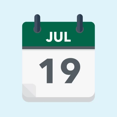 Calendar icon showing 19th July