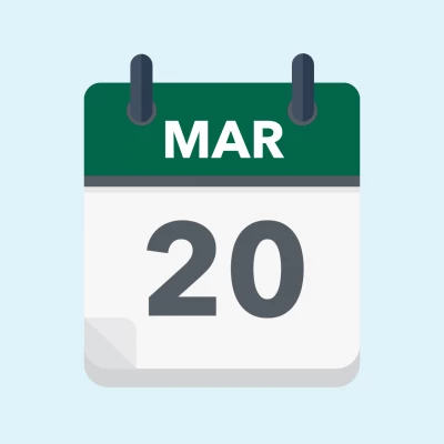 Calendar icon showing 20th March