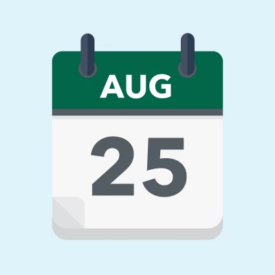 Calendar icon showing 25th August
